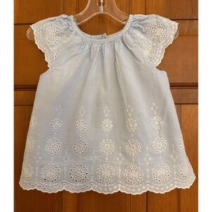 VTG Little Me Baby Girls Cap Sleeve Eyelet Dress 12m Light Blue Cotton-Lined‎
